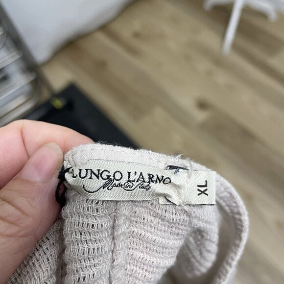 Lungo L’arno 100% Linen Abstract Animal Print Short Sleeve Top Blouse size XL - Picture 7 of 8